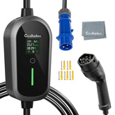 Coolladen 7.4KW Prenosná nabíjačka EV 1-fázová 32A Typ 2 nabíjačka pre elektrické vozidlá, 8H plánované nabíjanie,4 úrovne nastaviteľného prúdu nabíjacia stanica s CEE zástrčkou