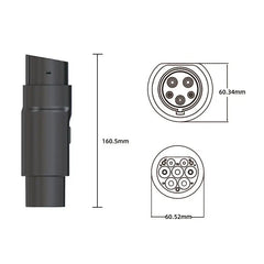 Adaptér nabíjačky pre elektromobily typu 2 až J1772, 16A / 32A, konektor na nabíjanie elektromobilov