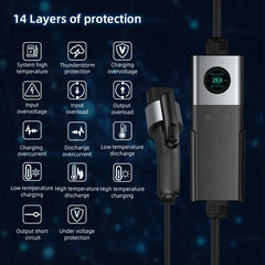 Coolladen mobilná nástenná nabíjačka WiFi s aplikáciou, nabíjanie až do 11 kW, EV nabíjačka typu 2, 5M kábel, dotykový displej, nastaviteľná veľkosť prúdu so Schuko 16A/CEE 16A červená