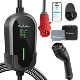 Prenosný nabíjací kábel pre EV Coolladen 11kW Type 2 (16A 3-fázový) s ovládaním cez aplikáciu – plánované nabíjanie, nastaviteľný prúd, Type B RCD, nástenný držiak a taška v balení