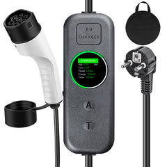 Coolladen 3.5kW Prenosný EV Nabíjač | 16A Schuko na Type 2 Mobilný Wallbox | Nastaviteľný Prúd | Presné 1-12H Časované Nabíjanie & Odloženie