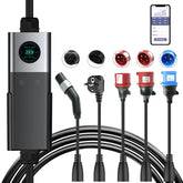 Coolladen mobilná nástenná nabíjačka WiFi s aplikáciou, nabíjanie až do 22kW, nabíjačka pre EV typ 2, 5M kábel, dotykový displej, nastaviteľná veľkosť prúdu so Schuko 16A/CEE 32A červená/CEE 16A červená/CEE 32A modrá/typ 2 zásuvka