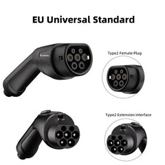 Predlžovací kábel Coolladen Type2 pre nabíjanie elektromobilov s výkonom 3,5 kW, 7 kW, 11 kW, 22 kW, 7 m, s kabelkou