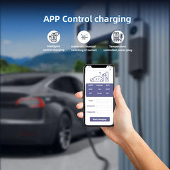 Coolladen mobilná nástenná nabíjačka WiFi s aplikáciou, nabíjanie až do 22kW, nabíjačka pre EV typ 2, 5M kábel, dotykový displej, nastaviteľná veľkosť prúdu so Schuko 16A/CEE 32A červená/CEE 16A červená/CEE 32A modrá/typ 2 zásuvka