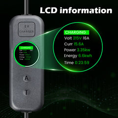 Coolladen 3.5kW Prenosný EV Nabíjač | 16A Schuko na Type 2 Mobilný Wallbox | Nastaviteľný Prúd | Presné 1-12H Časované Nabíjanie & Odloženie