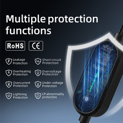 Coolladen 3.6kW Portable EV Charger - Type 2 to Schuko Plug, 16A Adjustable - Smart Control Box with LED Display & Scheduled Charging