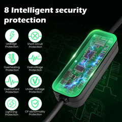 Coolladen 3.5kW Prenosný EV Nabíjač | 16A Schuko na Type 2 Mobilný Wallbox | Nastaviteľný Prúd | Presné 1-12H Časované Nabíjanie & Odloženie