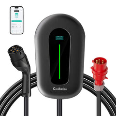 Coolladen 11kw wallbox smart app type2 ev nabíjačka 400v 32a, nastaviteľný prúd home ev nabíjacia stanica pre elektrické vozidlá evse