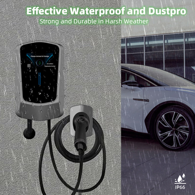 Chladnička EV nabíjačka Smart APP s 16A Typ 2 11kW domová nabíjacia stanica 400V CE & TÜV wallbox 5m nabíjací kábel s držiakom nabíjačky ovládanie aplikáciou CEE 3-fázová zástrčka pre všetky EV a PHEV