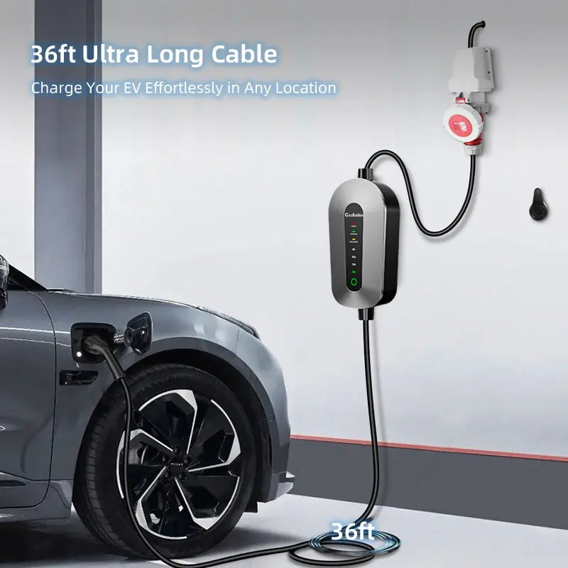 Coolladen mobilná nástenná nabíjačka 11kW nabíjací kábel typ 2 CEE zástrčka [3-phase|4m/6m/11m|6-16A] s nastaviteľným nabíjacím výkonom, nabíjacia stanica a EV nabíjačka pre ID.3/4/5, e-up, e-tron, Zoe a iné EV