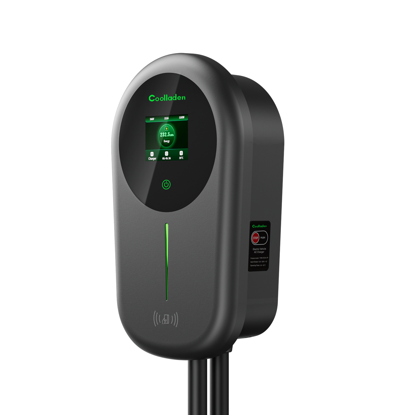 Coolladen ev nabíjačka smart app s 32a typ 2 22kw domáca nabíjacia stanica, wallbox 5/10m nabíjací kábel s nosičom nabíjačky app control cee 3-fázová zástrčka pre všetky evs a phevs