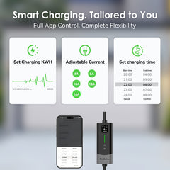 Coolladen Smart 11kW EV nabíjačka APP & WIFI | 3-fázový 16A CEE nabíjací kábel | Bezpečnosť RCD typu B