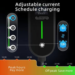 Coolladen 3.6kW Portable EV Charger - Type 2 to Schuko Plug, 16A Adjustable - Smart Control Box with LED Display & Scheduled Charging