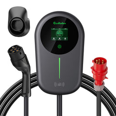 Coolladen ev nabíjačka smart app s 32a typ 2 11kw domáca nabíjacia stanica, wallbox 5/10m nabíjací kábel s nosičom nabíjačky app control cee 3-fázová zástrčka pre všetky evs a phevs