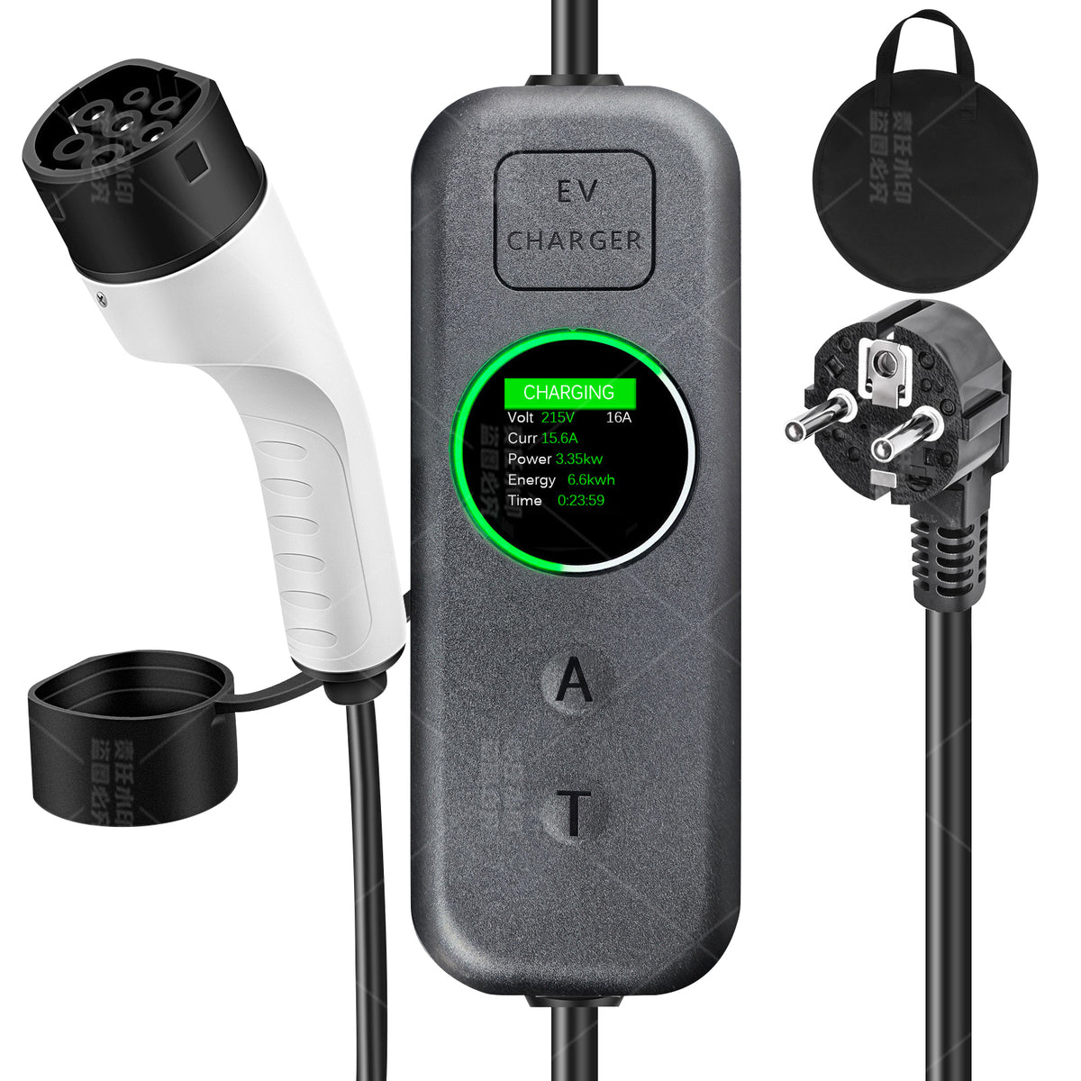 Coolladen 3.5kW Prenosný EV Nabíjač | 16A Schuko na Type 2 Mobilný Wallbox | Nastaviteľný Prúd | Presné 1-12H Časované Nabíjanie & Odloženie