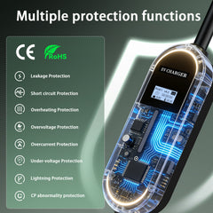 Prenosná nabíjačka EV Coolladen 3,6 kW | Type 2 na zástrčku Schuko | Nastaviteľný prúd 16 A | Nabíjanie s oneskorením 1–12 h | kábel 5 m/10 m