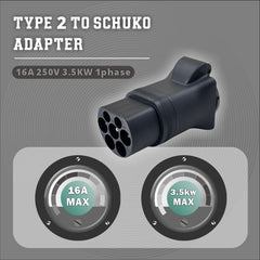 Type2 plug to 16a schuko socket adapter, 16a 1 fázový ev adaptér na získanie napájania z nabíjacej stanice ev