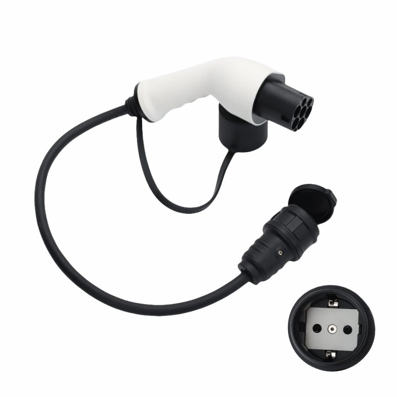Adaptér typu 2 na zástrčku Schuko Electric Car Charger, 16 A, 0,5/4 m. Jednoduché nabíjanie na nabíjacích staniciach / nástenných boxoch, Použitie 230 V nabíjačiek pre E-Bike, E-Scooter, Motocykel, IP55