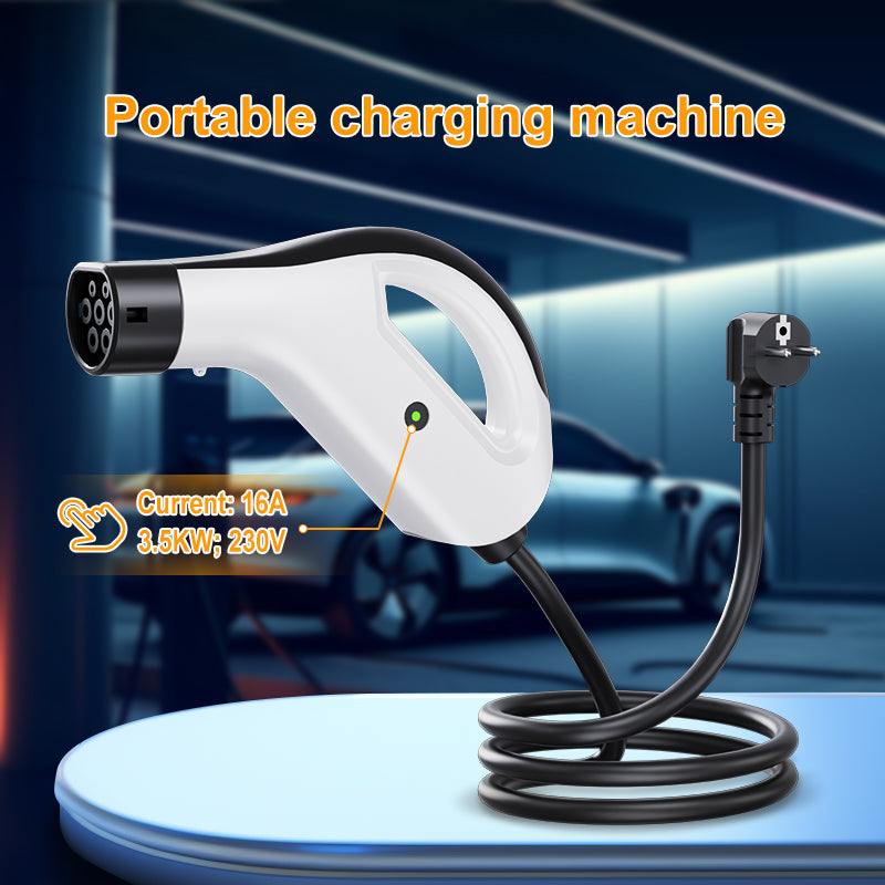 Handheld portable all-in-one machine/charging station 3.5kw [| 3/7/10m | 6-16a] nabíjací kábel schuko16a ev nabíjačka pre model y/3, id.3/4/5, mg4, ex30, e-up, e-tron, zoe a iné ev