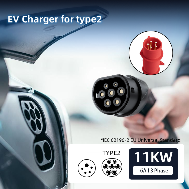 Colladen nabíjací kábel typ 2 CEE zástrčka 11 kW [3-fázový|5/10m|6-16A] s nastaviteľným nabíjacím výkonom, nabíjacou stanicou a EV nabíjačkou pre ID.3/4/5, e-up, e-tron, Zoe a ostatné EV