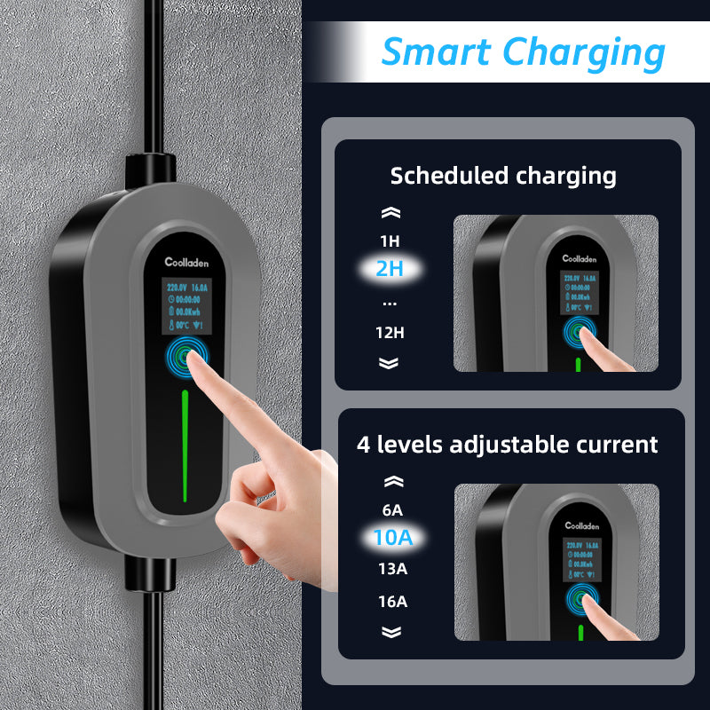 Colladen nabíjací kábel typ 2 CEE zástrčka 11 kW [3-fázový|5/10m|6-16A] s nastaviteľným nabíjacím výkonom, nabíjacou stanicou a EV nabíjačkou pre ID.3/4/5, e-up, e-tron, Zoe a ostatné EV